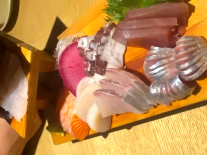 3段盛りだった刺し身